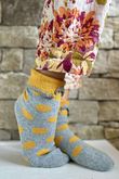 Laundry B Terry & Wool Luxury Socks Dotty Ochre Grey